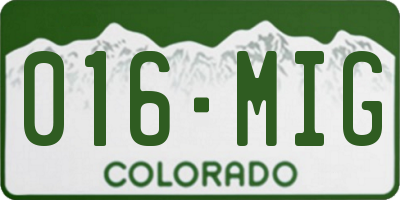CO license plate 016MIG