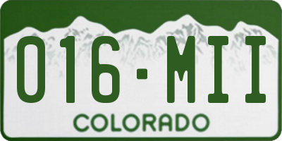 CO license plate 016MII