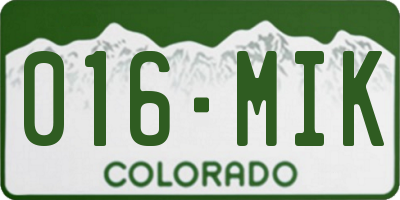 CO license plate 016MIK