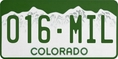 CO license plate 016MIL