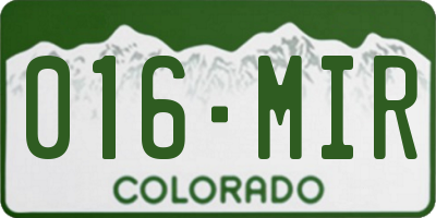 CO license plate 016MIR