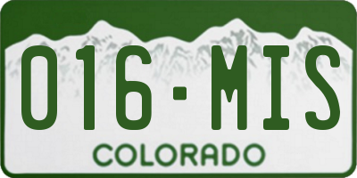CO license plate 016MIS