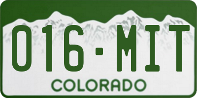 CO license plate 016MIT
