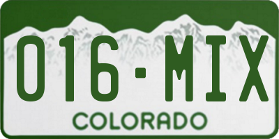 CO license plate 016MIX