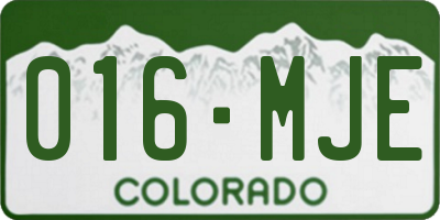 CO license plate 016MJE