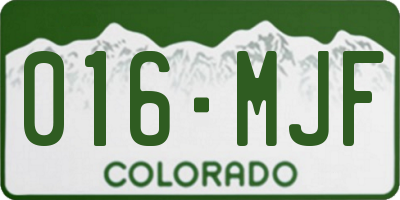 CO license plate 016MJF