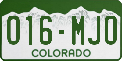 CO license plate 016MJO