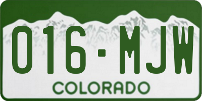 CO license plate 016MJW