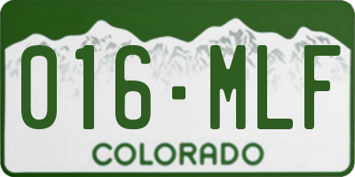 CO license plate 016MLF