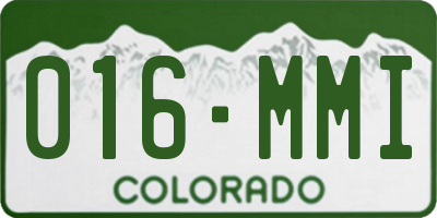CO license plate 016MMI