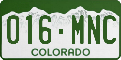 CO license plate 016MNC