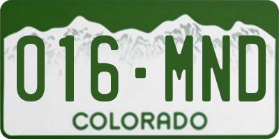 CO license plate 016MND