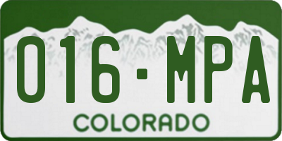 CO license plate 016MPA