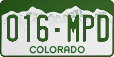 CO license plate 016MPD