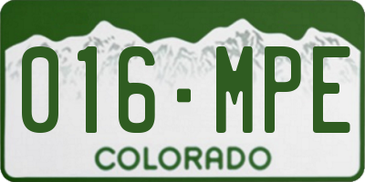 CO license plate 016MPE