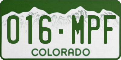 CO license plate 016MPF