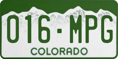 CO license plate 016MPG
