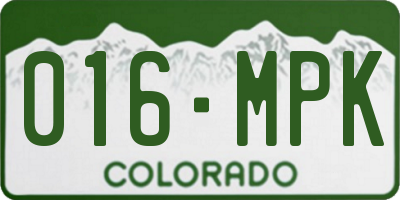 CO license plate 016MPK
