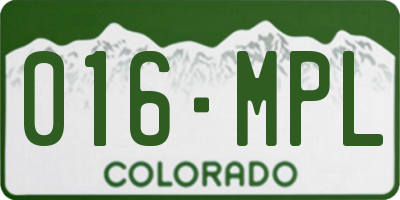 CO license plate 016MPL