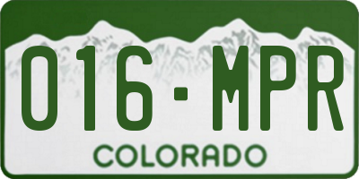 CO license plate 016MPR