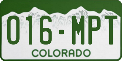 CO license plate 016MPT