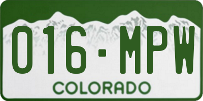 CO license plate 016MPW
