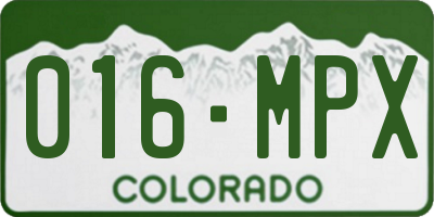 CO license plate 016MPX