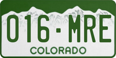 CO license plate 016MRE