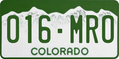 CO license plate 016MRO