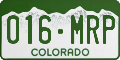 CO license plate 016MRP