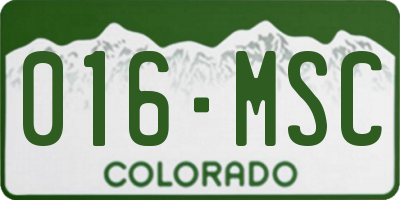 CO license plate 016MSC