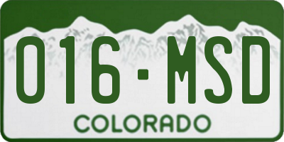 CO license plate 016MSD