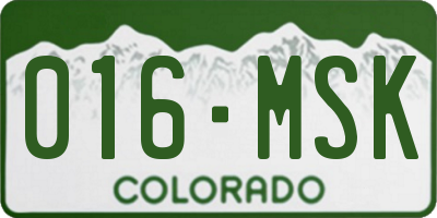 CO license plate 016MSK