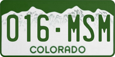 CO license plate 016MSM