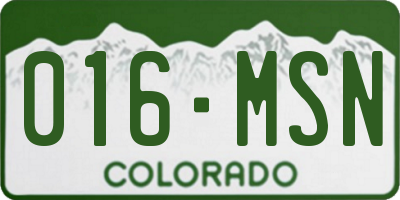 CO license plate 016MSN