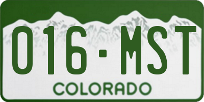 CO license plate 016MST
