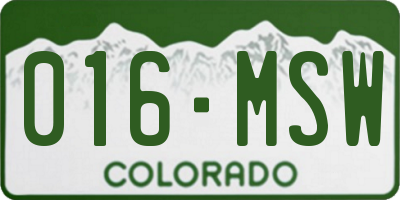 CO license plate 016MSW