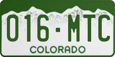 CO license plate 016MTC