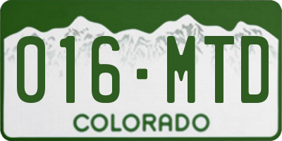 CO license plate 016MTD