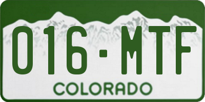 CO license plate 016MTF