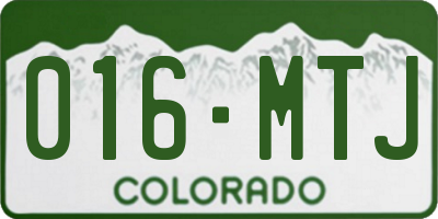 CO license plate 016MTJ