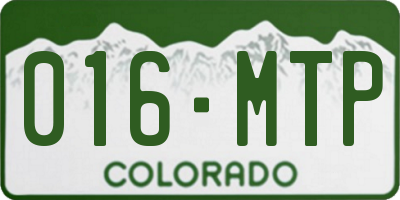 CO license plate 016MTP