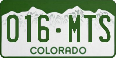 CO license plate 016MTS