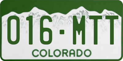 CO license plate 016MTT