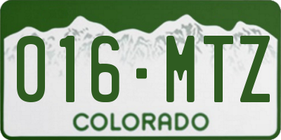 CO license plate 016MTZ