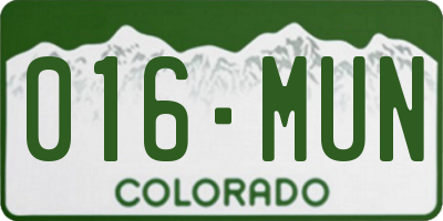 CO license plate 016MUN