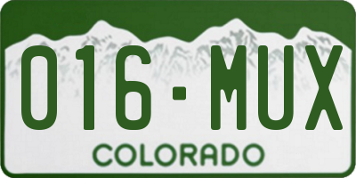 CO license plate 016MUX