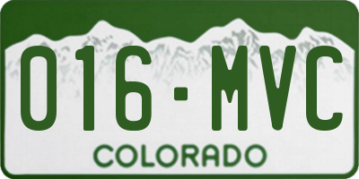 CO license plate 016MVC