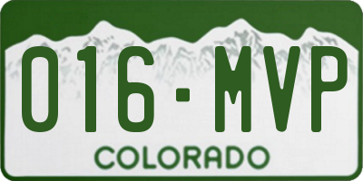 CO license plate 016MVP