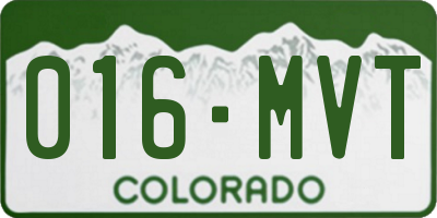CO license plate 016MVT